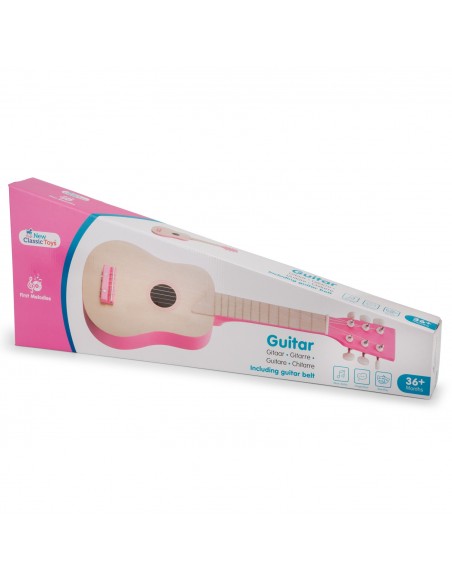 New Classic Toys Gitara de Luxe naturalna/różowa Muzyczne