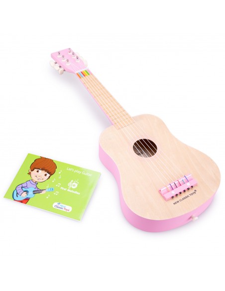 New Classic Toys Gitara de Luxe naturalna/różowa Muzyczne