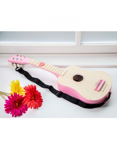 New Classic Toys Gitara de Luxe naturalna/różowa Muzyczne