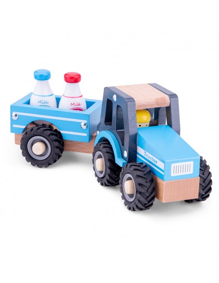New Classic Toys Traktor z przyczepą - butelki z mlekiem Pojazdy