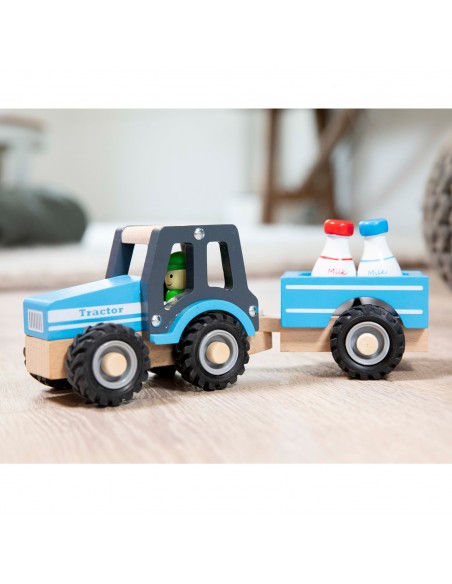 New Classic Toys Traktor z przyczepą - butelki z mlekiem Pojazdy