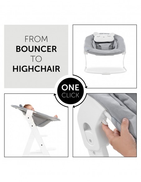 hauck leżaczek 2w1 Alpha - Pastel Bear - Light Grey Krzesełka do karmienia