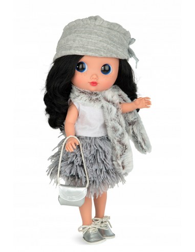 Munecas Arias lalka Dunya 38 cm – szaro-biały strój Lalki