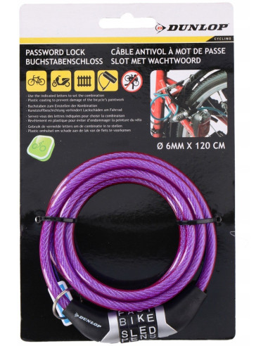 Dunlop zapięcie rowerowe spiralne na szyfr 120 cm Akcesoria rowerowe