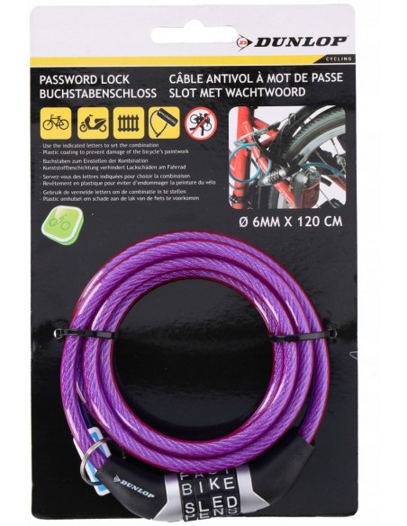 Dunlop zapięcie rowerowe spiralne na szyfr 120 cm Akcesoria rowerowe
