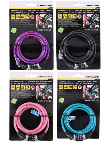 Dunlop zapięcie rowerowe spiralne na szyfr 120 cm Akcesoria rowerowe