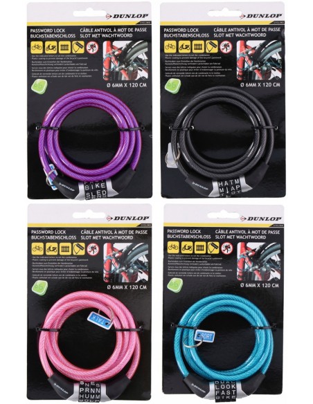 Dunlop zapięcie rowerowe spiralne na szyfr 120 cm Akcesoria rowerowe