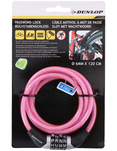 Dunlop zapięcie rowerowe spiralne na szyfr 120 cm Akcesoria rowerowe