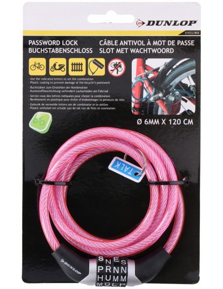 Dunlop zapięcie rowerowe spiralne na szyfr 120 cm Akcesoria rowerowe
