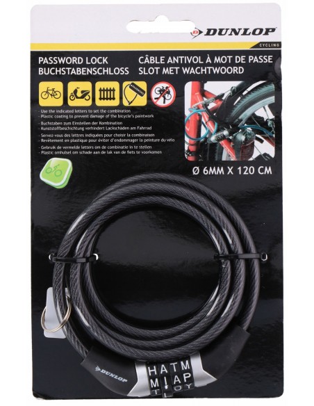 Dunlop zapięcie rowerowe spiralne na szyfr 120 cm Akcesoria rowerowe