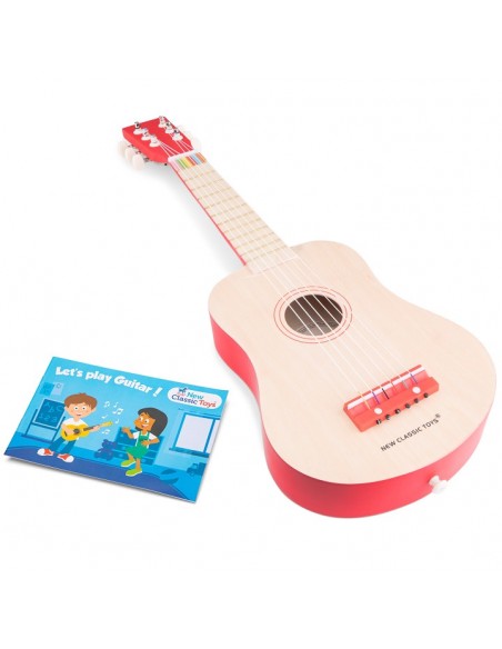 New Classic Toys Gitara de Luxe naturalna/czerwona Muzyczne