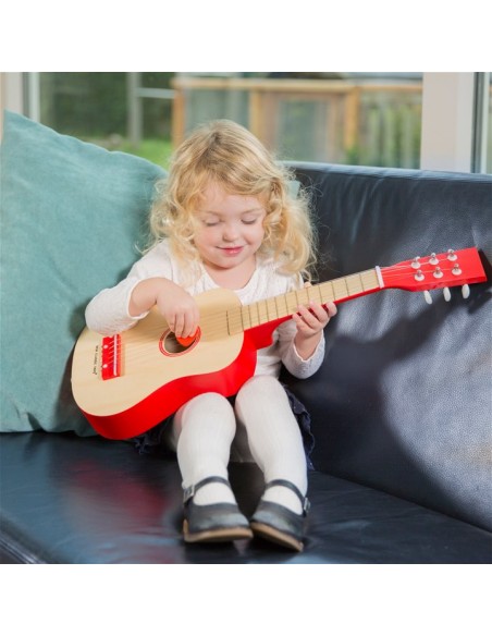 New Classic Toys Gitara de Luxe naturalna/czerwona Muzyczne