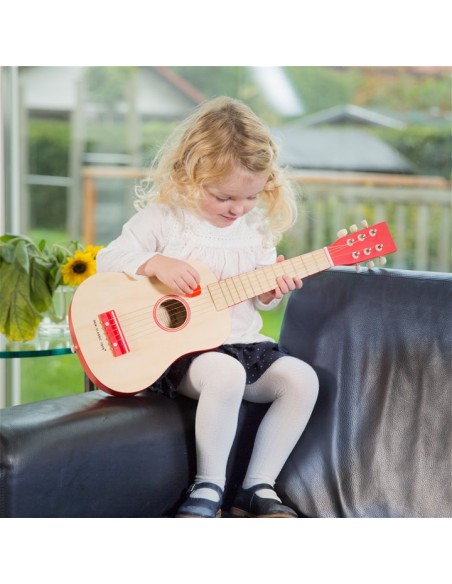 New Classic Toys Gitara de Luxe naturalna/czerwona Muzyczne