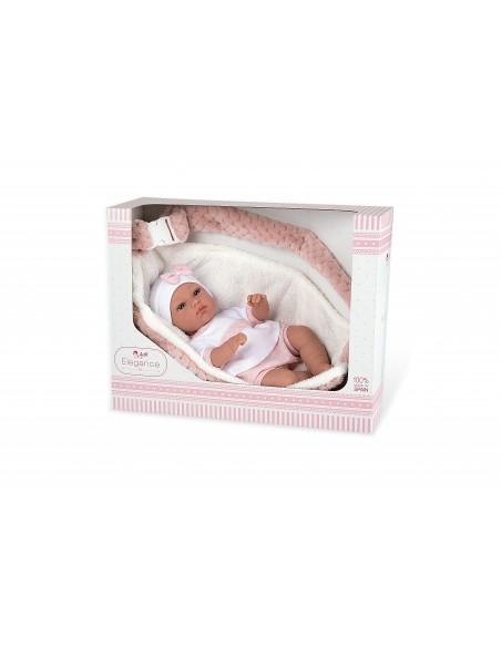 Munecas Arias płacząca lalka Erea 33 cm z kołyską Lalki
