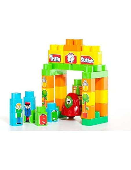 Molto Klocki pociąg 28 elementów + naklejki samoprzylepne Klocki