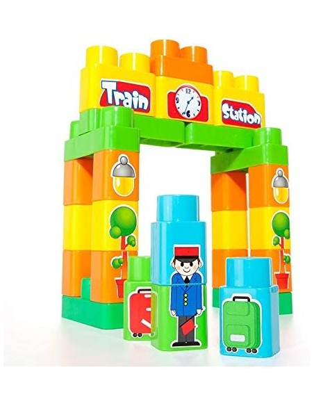 Molto Klocki pociąg 28 elementów + naklejki samoprzylepne Klocki