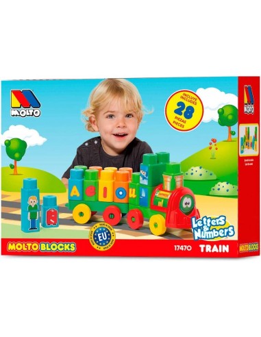 Molto Klocki pociąg 28 elementów + naklejki samoprzylepne Klocki