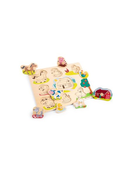 New Classic Toys Drewniane puzzle farma 8 elementów Edukacyjne