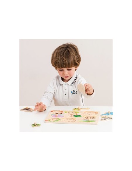 New Classic Toys Drewniane puzzle Safari 8 elementów Edukacyjne