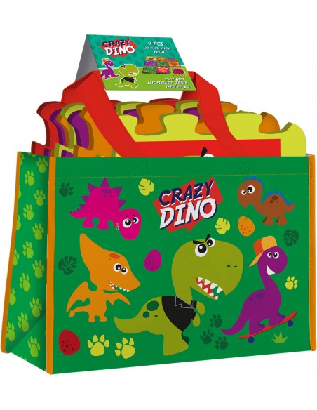 Mata piankowa, puzzle - 9 el. + torba Crazy Dino / Kids Euroswan Edukacyjne