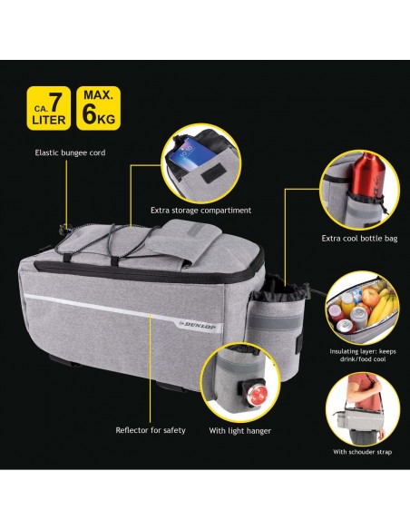 DUNLOP TORBA SAKWA IZOLACYJNA NA ROWER MOCOWANIE BAGAŻNIK 7L Akcesoria rowerowe