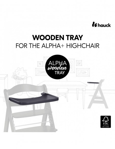 hauck drewniana tacka Alpha Dark Grey W domu