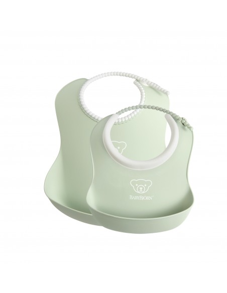 BABYBJORN - zestaw śliniaków mały/duży - Powder Green Śliniaki