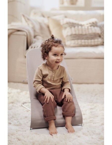 BabyBjörn leżaczek BLISS Woven, Sand Grey (rama Light Grey, Petal Quilt) Leżaczki