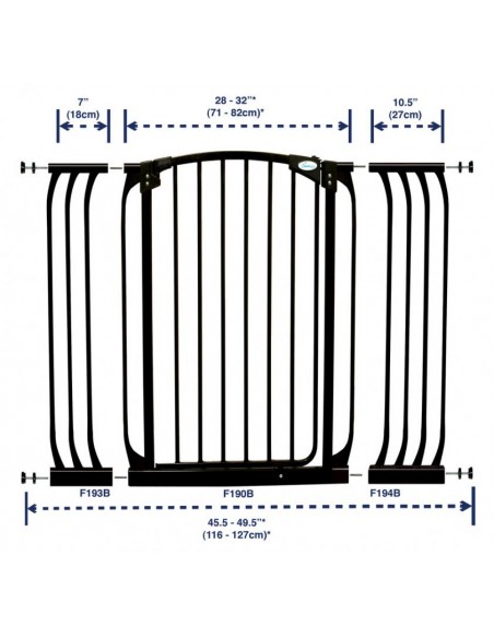 Rozszerzenie bramki bezpieczeństwa Chelsea - 27cm (wys. 1m) - czarne Bramki zabezpieczające