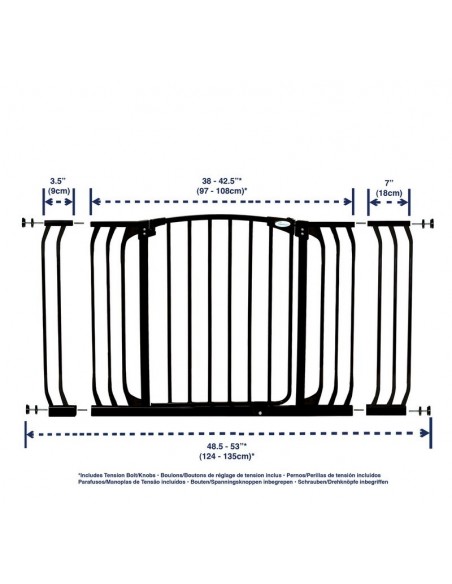 Zestaw Combo-bramka Chelsea(W:97-106cmxH:75cm)+rozsz. 9cm,18cm sz.kart Bramki zabezpieczające