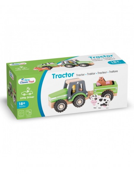New Classic Toys Traktor z przyczepą - zwierzęta Pojazdy